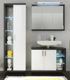 Hochschrank als Hngeschrank wei Hochglanz und grau Sardegna Rauchsilber Badschrank Sunrise 60 cm