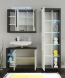 Hochschrank als Hngeschrank wei Hochglanz und grau Sardegna Rauchsilber Badschrank Sunrise 60 cm