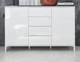 Sideboard Sheldon in wei Hochglanz Lack Kommode 130 x 84 cm