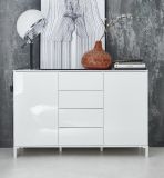 Sideboard Sheldon in wei Hochglanz Lack Kommode 130 x 84 cm