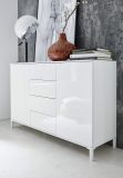 Sideboard Sheldon in wei Hochglanz Lack Kommode 130 x 84 cm
