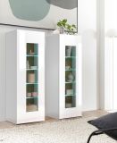 Vitrine Savanna in wei Hochglanz und Grandson Eiche Vitrinenschrank hngend / stehend 45 x 131 cm