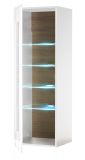 Vitrine Savanna in wei Hochglanz und Grandson Eiche Vitrinenschrank hngend / stehend 45 x 131 cm