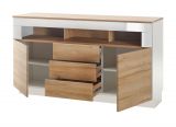 Sideboard Savanna in Grandson Eiche und wei Hochglanz Kommode 149 x 85 cm