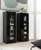 Vitrine Savanna in schwarz Hochglanz und Grandson Eiche Vitrinenschrank hngend / stehend 45 x 131 cm