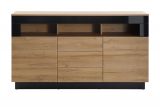 Sideboard Savanna in Grandson Eiche und schwarz Hochglanz Kommode 149 x 85 cm