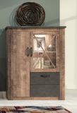 Vitrine Georgia in Eiche Tabak und Matera grau Highboard 114 x 142 cm
