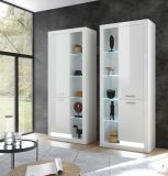 Vitrine Ladis in wei Hochglanz Vitrinenschrank 80 x 195 cm