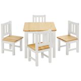 BOMI Kindersitzgruppe Amy in wei und natur Sitzgruppe Kindertisch und 4 x Stuhl