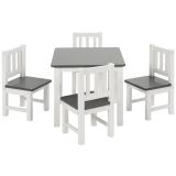 BOMI Kindersitzgruppe Amy in wei und grau Sitzgruppe Kindertisch und 4 x Stuhl