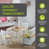 BOMI Kindersitzgruppe Anna in wei und natur Sitzgruppe Kindertisch, Truhenbank und 2 x Stuhl