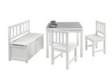 BOMI Kindersitzgruppe Anna in wei Sitzgruppe Kindertisch, Truhenbank und 2 x Stuhl