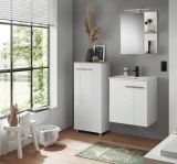 Waschbeckenunterschrank MIT Waschbecken Dense in wei Lack Hochglanz und Eiche Waschtisch Set hngend 60 cm