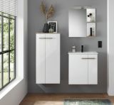 Waschbeckenunterschrank MIT Waschbecken Dense in wei Lack Hochglanz und Eiche Waschtisch Set hngend 60 cm