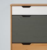 Schuhschrank Scandik in Massivholz Kiefer honigfarben lackiert mit wei und grau Schuhkipper 80 x 101 cm