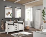 Badezimmer Hochschrank Stove in wei Pinie und anthrazit Landhaus Badschrank 51 x 201 cm