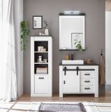 Badezimmer Regal Stove in wei Pinie und anthrazit Landhaus Midischrank 51 x 146 cm