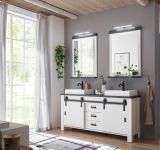 Badezimmer Spiegel Stove in wei Pinie und anthrazit Landhaus Badspiegel mit Ablage 56 x 95 cm