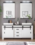 Badmbel Set Stove in wei Pinie und anthrazit Landhaus Doppelwaschtisch MIT Waschbecken und LED Spiegellampe
