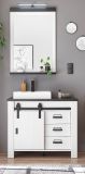 Badmbel Set 4-teilig Stove in wei Pinie und anthrazit Badkombination MIT Waschbecken und LED Spiegellampe