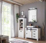 Badmbel Set 5-teilig Stove in wei Pinie und anthrazit Landhaus Badkombination MIT Waschbecken und LED Spiegellampe