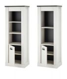 Badmbel Set 5-teilig Stove in wei Pinie und anthrazit Landhaus Badkombination MIT Waschbecken und LED Spiegellampe