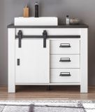 Waschbeckenunterschrank MIT Waschbecken Stove in wei Pinie und anthrazit Landhaus Waschtisch 95 cm