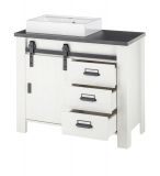 Waschbeckenunterschrank MIT Waschbecken Stove in wei Pinie und anthrazit Landhaus Waschtisch 95 cm