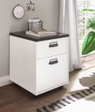 Rollcontainer Stove in wei Pinie und anthrazit Landhaus Schreibtisch Container 47 x 60 cm