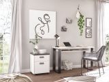 Schreibtisch Set mit Rollcontainer Stove in wei Pinie und anthrazit Landhaus