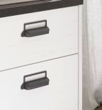 Schreibtisch Set mit Rollcontainer Stove in wei Pinie und anthrazit Landhaus