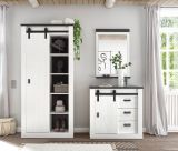 Flurschrank Stove in wei Pinie und anthrazit Landhaus Schuhschrank 93 x 201 cm Mehrzweckschrank