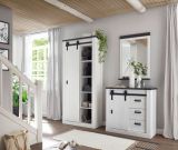 Flurschrank Stove in wei Pinie und anthrazit Landhaus Schuhschrank 93 x 201 cm Mehrzweckschrank