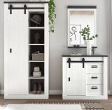 Garderobe Set 3-teilig Stove in wei Pinie und anthrazit Landhaus Garderobenkombination 206 x 201 cm