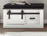 Garderobe Sitzbank Stove in wei Pinie und anthrazit Landhaus Garderobenbank 93 x 46 cm