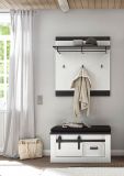 Garderobe Sitzbank Stove in wei Pinie und anthrazit Landhaus Garderobenbank 93 x 46 cm