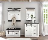 Garderobenspiegel Stove in wei Pinie und anthrazit Landhaus Wandspiegel mit Ablage 66 x 95 cm