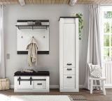 Schuhschrank Stove in wei Pinie und anthrazit Landhaus Flurschrank 51 x 201 cm Mehrzweckschrank