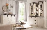 Buffetschrank Stove in wei Pinie und anthrazit Landhaus Vitrinenschrank 133 x 201 cm