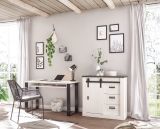 Kommode Stove in wei Pinie und anthrazit Landhaus Sideboard 93 x 91 cm