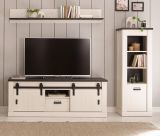 Regal Stove in wei Pinie und anthrazit Landhaus Regalschrank 51 x 146 cm