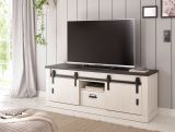TV-Lowboard Stove in wei Pinie und anthrazit Landhaus TV Unterteil in Komforthhe 162 x 61 cm