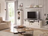 TV-Lowboard Stove in wei Pinie und anthrazit Landhaus TV Unterteil in Komforthhe 162 x 61 cm
