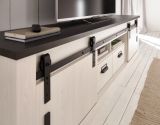 TV-Lowboard Stove in wei Pinie und anthrazit Landhaus TV Unterteil in Komforthhe 201 x 61 cm
