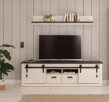 TV-Lowboard Stove in wei Pinie und anthrazit Landhaus TV Unterteil in Komforthhe 201 x 61 cm