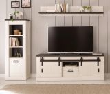 Wohnwand Stove in wei Pinie und anthrazit Landhaus Wohnkombination 3-teilig 233 x 170 cm