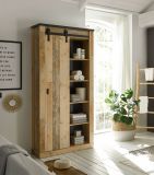 Badmbel Set Stove in Used Wood hell und anthrazit Doppelwaschtisch MIT Waschbecken und LED Spiegellampe