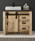 Waschbeckenunterschrank MIT Waschbecken Stove in Old Style hell und anthrazit Waschtisch 95 cm