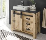 Waschbeckenunterschrank MIT Waschbecken Stove in Old Style hell und anthrazit Waschtisch 95 cm