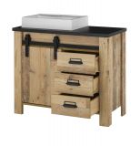 Waschbeckenunterschrank MIT Waschbecken Stove in Old Style hell und anthrazit Waschtisch 95 cm